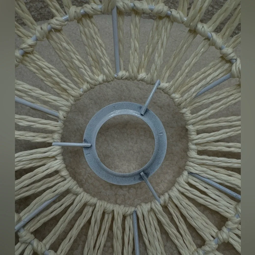 NWOT - Rope Weave Hanging Lamp Shade Bohemian Rustic Light Fixture Cream Rattan - Picture 4 of 9